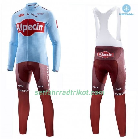 Radbekleidung Radtrikot Langarm + Lang Trägerhose 2019 Team Katusha Alpecin Winter Thermal Fleece N001